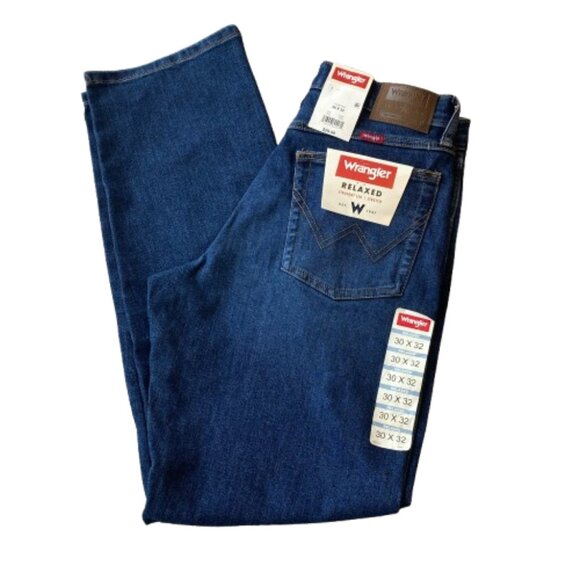 Wrangler Relaxed Fit Straight Leg Jeans Stretch Men's 30x32 Blue Denim NWT - Picture 1 of 7